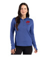 Buffalo Bills Historic Cutter & Buck Forge Recycled Four-Way Stretch Womens Quarter Zip Pullover Tour Blue Heather Front