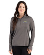 Los Angeles Chargers Cutter & Buck Forge Recycled Four-Way Stretch Womens Quarter Zip Pullover Dark Black Heather Front
