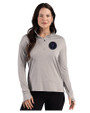 NY Mets City Connect Cutter & Buck Forge Recycled Four-Way Stretch Womens Quarter Zip Pullover Polished Heather Front