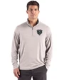 Chicago Bears Mono Cutter & Buck Forge Recycled Four-Way Stretch Mens Quarter Zip Pullover Polished Heather Front