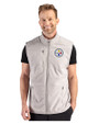 Pittsburgh Steelers Cutter & Buck Hunts Point Recycled Fleece Mens Hybrid Full Zip Vest Polished Medium Gray Front