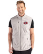 San Francisco 49ers Historic Cutter & Buck Hunts Point Recycled Fleece Mens Hybrid Full Zip Vest Polished Medium Gray Front