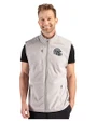 Las Vegas Raiders NFL Helmet Cutter & Buck Hunts Point Recycled Fleece Mens Hybrid Full Zip Vest Polished Medium Gray Front