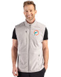 Miami Dolphins Historic Cutter & Buck Hunts Point Recycled Fleece Mens Hybrid Full Zip Vest Polished Medium Gray Front