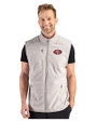 San Francisco 49ers Cutter & Buck Hunts Point Recycled Fleece Mens Hybrid Full Zip Vest Polished Medium Gray Front