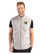 Jacksonville Jaguars Cutter & Buck Hunts Point Recycled Fleece Mens Hybrid Full Zip Vest Polished Medium Gray Front