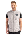 Jacksonville Jaguars Mono Cutter & Buck Hunts Point Recycled Fleece Mens Hybrid Full Zip Vest Polished Medium Gray Front