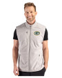 Green Bay Packers Cutter & Buck Hunts Point Recycled Fleece Mens Hybrid Full Zip Vest Polished Medium Gray Front