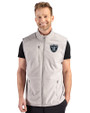 Las Vegas Raiders Monochromatic Cutter & Buck Hunts Point Recycled Fleece Mens Hybrid Full Zip Vest Polished Medium Gray Front