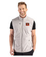 Cincinnati Bengals Cutter & Buck Hunts Point Recycled Fleece Mens Hybrid Full Zip Vest Polished Medium Gray Front