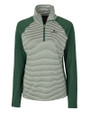 Notre Dame Fighting Irish Cutter & Buck Forge Tonal Stripe Stretch Half Zip Womens Top Hunter Green Mannequin