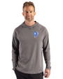 Los Angeles Rams Historic Cutter & Buck Prospect Recycled Featherlight Stretch Mens Big & Tall Hooded Pullover Elemental Grey Front