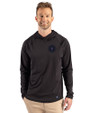 NY Mets City Connect Cutter & Buck Prospect Recycled Featherlight Stretch Mens Big & Tall Hooded Pullover Black Front