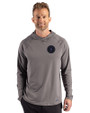 NY Mets City Connect Cutter & Buck Prospect Recycled Featherlight Stretch Mens Big & Tall Hooded Pullover Elemental Grey Front