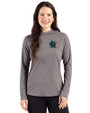 Miami Marlins City Connect- Cutter & Buck Prospect Recycled Featherlight Stretch Womens Hooded Pullover Elemental Grey Front