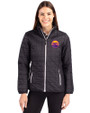 Colorado Rockies City Connect- Cutter & Buck Rainier Recycled Insulated Puffer Womens Full Zip Jacket Black Front