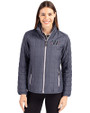 Washington Nationals City Connect- Cutter & Buck Rainier Recycled Insulated Puffer Womens Full Zip Jacket Anthracite Melange Front
