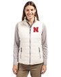 Nebraska Cornhuskers Cutter & Buck Rainier PrimaLoft® Womens Eco Insulated Full Zip Puffer Vest Coconut Front