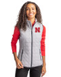 Nebraska Cornhuskers Cutter & Buck Rainier PrimaLoft® Womens Eco Insulated Full Zip Puffer Vest Polished Medium Gray Front