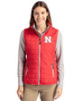 Nebraska Cornhuskers Cutter & Buck Rainier PrimaLoft® Womens Eco Insulated Full Zip Puffer Vest Red Front