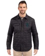 Miami Marlins City Connect- Cutter & Buck Rainier Recycled Insulated Puffer Mens Big & Tall Full Zip Shirt Jacket Black Front
