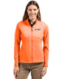 Houston Astros City Connect- Cutter & Buck Adapt Recycled Soft Knit Stretch Womens Heathered Full Zip Jacket College Orange Heather Front
