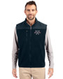 Washington Nationals City Connect- Cutter & Buck Cascade Epic Comfort Recycled Sherpa Fleece Mens Full Zip Vest Navy Blue Front