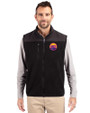 Colorado Rockies City Connect- Cutter & Buck Cascade Epic Comfort Recycled Sherpa Fleece Mens Big & Tall Full Zip Vest Black Front