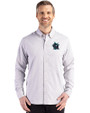 Miami Marlins City Connect- Cutter & Buck Skyline Recycled Gingham Mens Long Sleeve Button Down  Dress Shirt Concrete/White Front