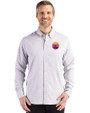 Colorado Rockies City Connect- Cutter & Buck Skyline Recycled Gingham Mens Long Sleeve Button Down  Dress Shirt Concrete/White Front