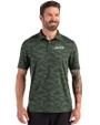 New York Jets Cutter & Buck Coastline Recycled Double Peached Camo Print Mens Polo Hunter Green Front
