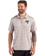 Tampa Bay Buccaneers Mono Cutter & Buck Coastline Recycled Double Peached Camo Print Mens Polo CONCRETE Front