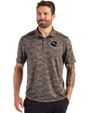 Houston Texans NFL Helmet Cutter & Buck Coastline Recycled Double Peached Camo Print Mens Polo Elemental Grey Front