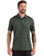 New York Jets NFL Helmet Cutter & Buck Coastline Recycled Double Peached Camo Print Mens Polo Hunter Green Front