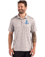 Detroit Lions Historic Cutter & Buck Coastline Recycled Double Peached Camo Print Mens Polo CONCRETE Front