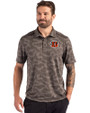 Cincinnati Bengals Cutter & Buck Coastline Recycled Double Peached Camo Print Mens Polo Elemental Grey Front