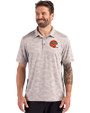 Cincinnati Bengals Historic Cutter & Buck Coastline Recycled Double Peached Camo Print Mens Polo CONCRETE Front