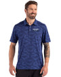 Detroit Tigers City Connect Cutter & Buck Coastline Recycled Double Peached Camo Print Mens Polo Tour Blue Front