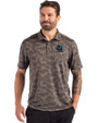 Miami Marlins City Connect- Cutter & Buck Coastline Recycled Double Peached Camo Print Mens Polo Elemental Grey Front
