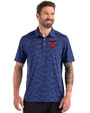 Toronto Blue Jays City Connect Cutter & Buck Coastline Recycled Double Peached Camo Print Mens Polo Tour Blue Front