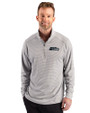 Seattle Seahawks Monochromatic Cutter & Buck Forge Recycled Double Stripe Four-Way Stretch Mens Quarter Zip Pullover Polished/White Front