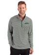 New York Jets Cutter & Buck Forge Recycled Double Stripe Four-Way Stretch Mens Quarter Zip Pullover Hunter/White Front