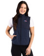 Denver Broncos Americana Cutter & Buck Hunts Point Recycled Fleece Womens Hybrid Full Zip Vest Navy Blue Front