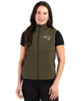 New England Patriots Monochromatic Cutter & Buck Hunts Point Recycled Fleece Womens Hybrid Full Zip Vest Poplar Front