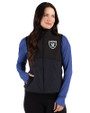 Las Vegas Raiders Monochromatic Cutter & Buck Hunts Point Recycled Fleece Womens Hybrid Full Zip Vest Black Front