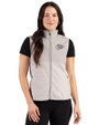 Kansas City Chiefs Monochromatic Cutter & Buck Hunts Point Recycled Fleece Womens Hybrid Full Zip Vest Polished Medium Gray Front