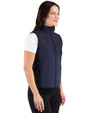 Los Angeles Rams Monochromatic Cutter & Buck Hunts Point Recycled Fleece Womens Hybrid Full Zip Vest Navy Blue Side