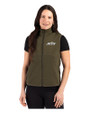 New York Jets Mono Cutter & Buck Hunts Point Recycled Fleece Womens Hybrid Full Zip Vest Poplar Front