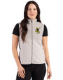 Pittsburgh Steelers Historic Cutter & Buck Hunts Point Recycled Fleece Womens Hybrid Full Zip Vest Polished Medium Gray Front