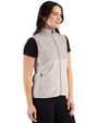 Washington Commanders NFL Helmet Cutter & Buck Hunts Point Recycled Fleece Womens Hybrid Full Zip Vest Polished Medium Gray Side